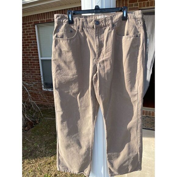 Blue Mountain Bootcut Pant Men's Size 36x30 Brown Solid 100% Cotton 5-Pockets - Picture 1 of 7